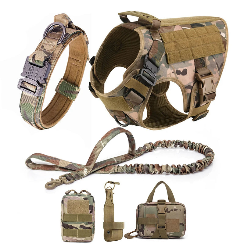 Conjunto de arnés y correa tácticos para perros: chaleco de entrenamiento de calidad militar para todos los perros