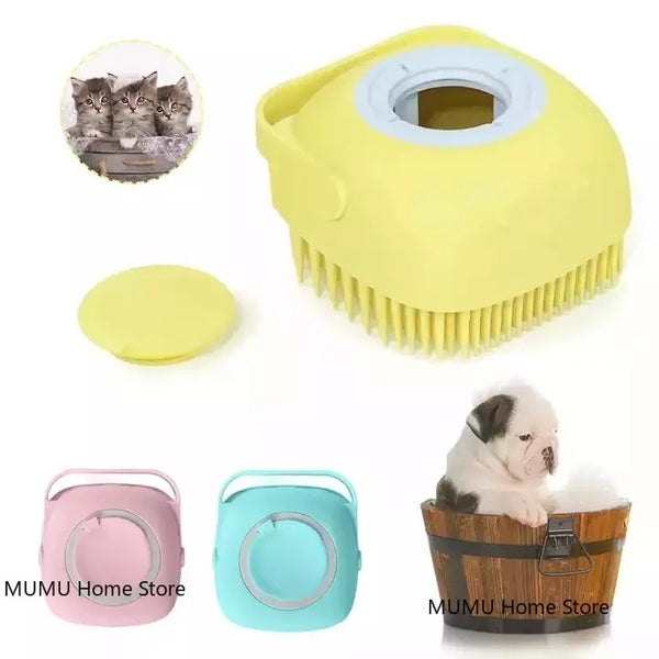 Cepillo de Silicona para Baño y Masaje – Ideal para Perros y Gatos de Pelo Corto