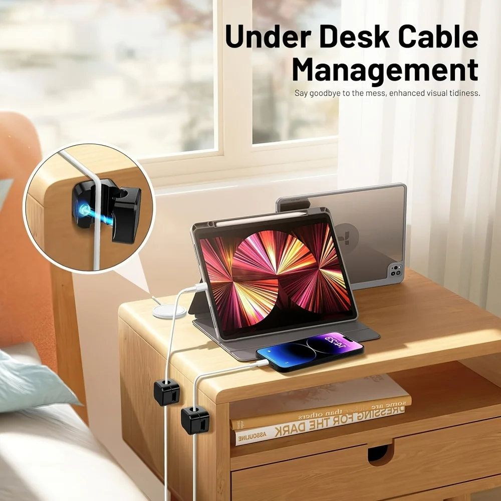Heavy Duty Magnetic Cord Holder for Under Desk Wire Management - Image 4