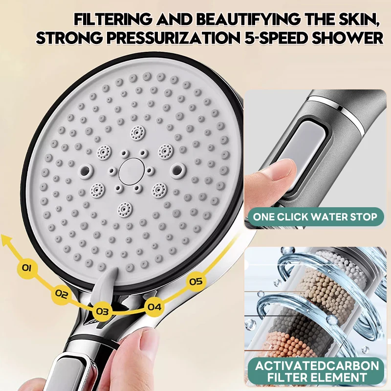 Premium 12cm Water-Saving Filtered Shower Head