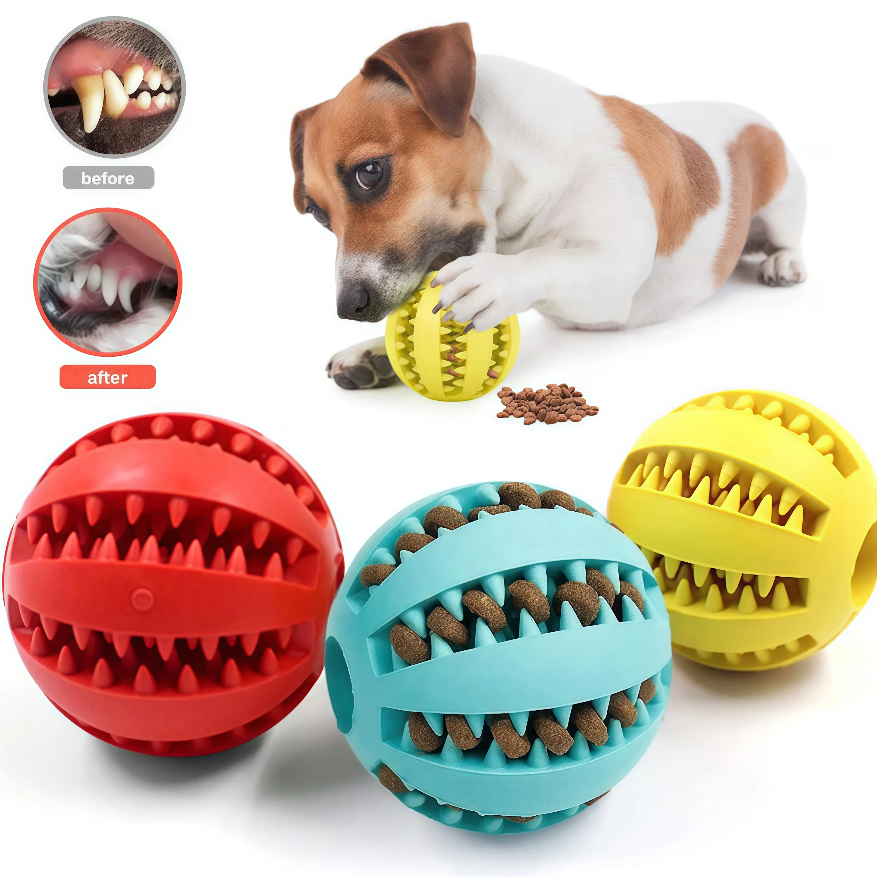 Premium Dental Care Interactive Dog Treat Dispensing Toy Ball