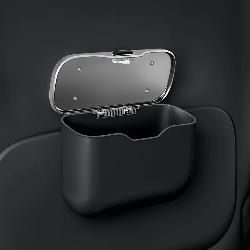 Leakproof Hanging Car Trash Can with Press Lid - Image 2