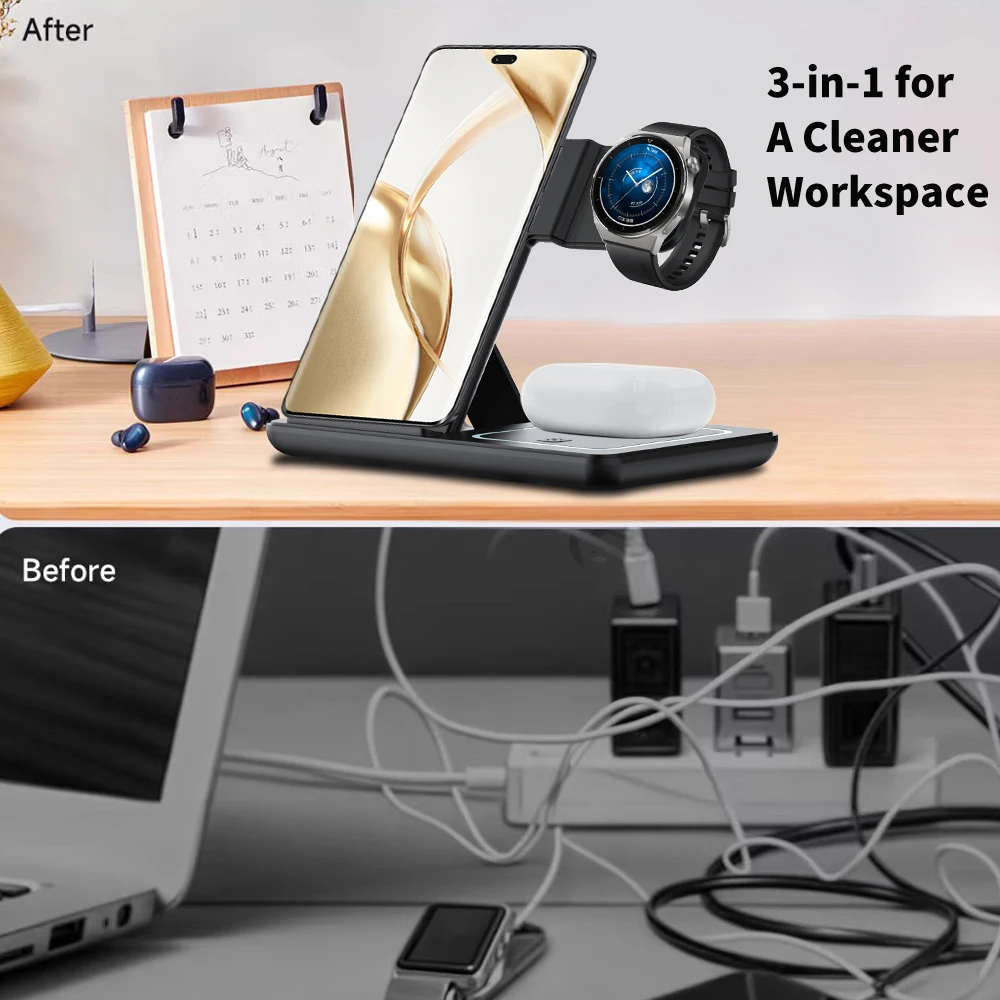 Premium 3-in-1 Foldable Wireless Charging Station for Samsung Galaxy - Image 5
