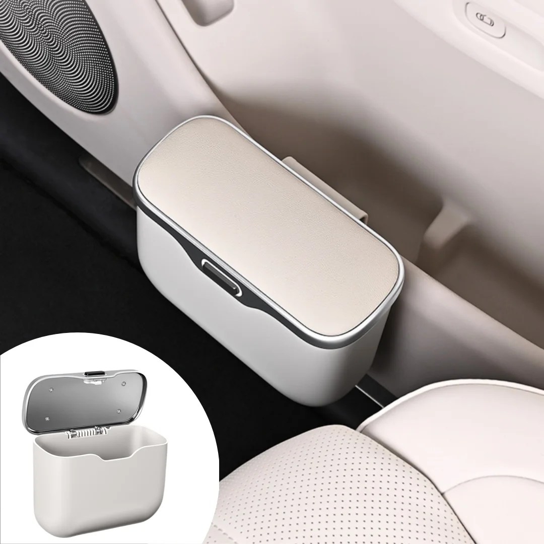 Leakproof Hanging Car Trash Can with Press Lid