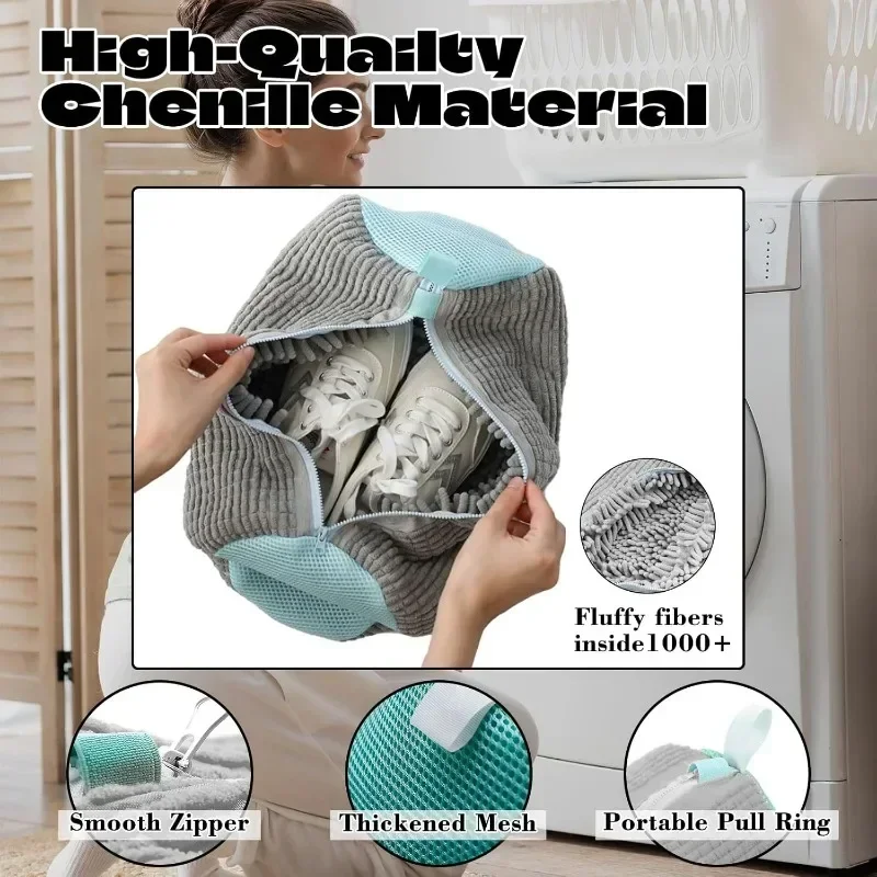 Shoe Washing & Drying Bag with Soft Fiber – Machine Washable Shoe Laundry Protector - Image 5